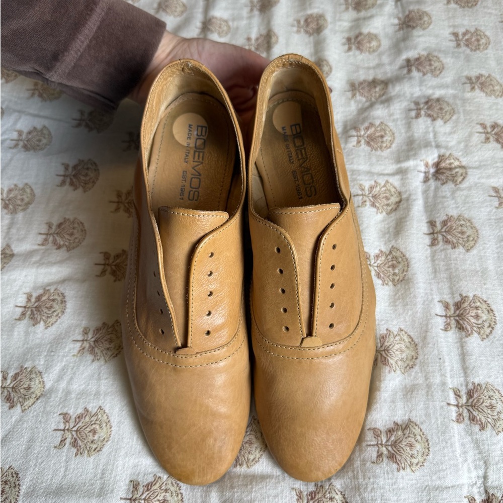 Bevmos Tan Leather Women's Oxfords